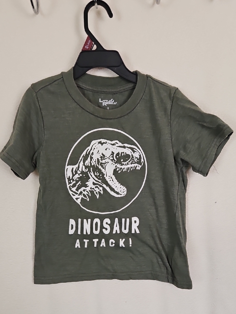 Youth Olive Green Dinosaur Graphic Tee - Unbranded